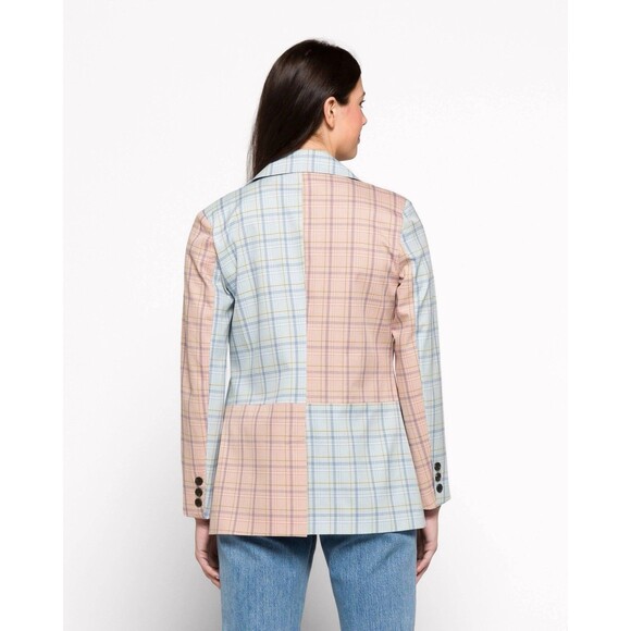 AVEC LES FILLES PINK BLUE TWO TONED PLAID BLAZER JACKET SIZE M - Picture 2 of 8